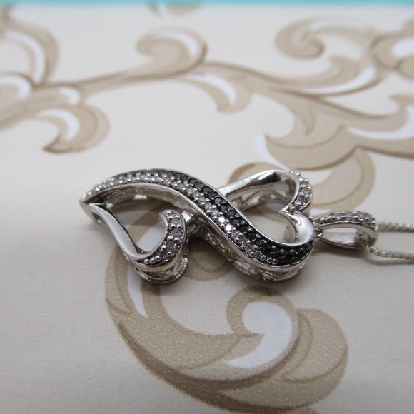 Beautiful Double Heart Black and White Diamonds - Picture 5 of 9